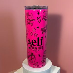 Self Love Club Pink 20 oz Skinny Tumbler with Lid & Straw - Positive Vibes NEW
